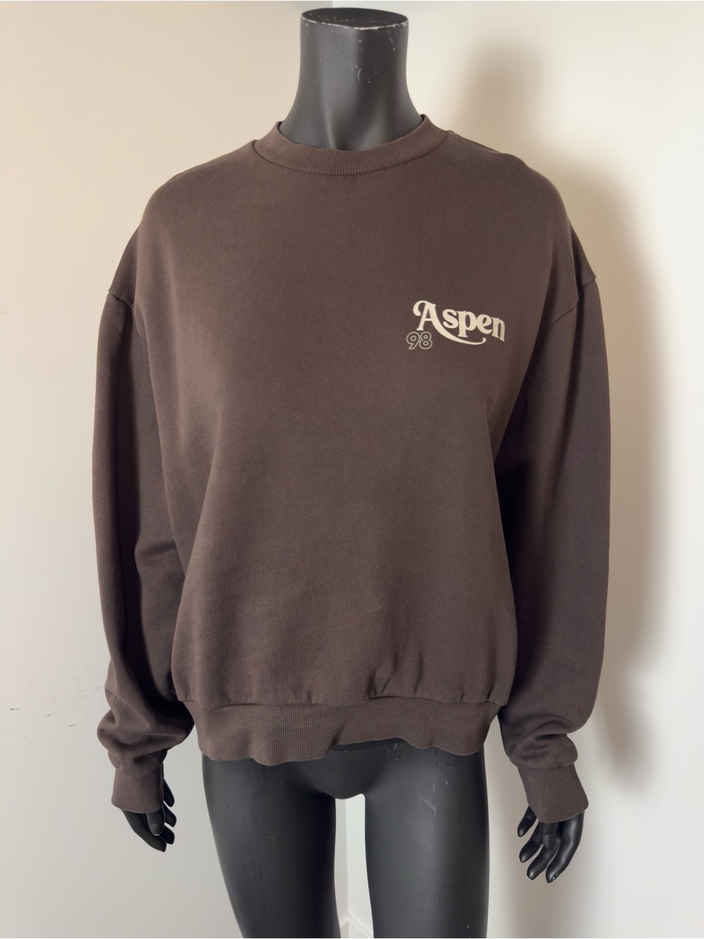 ASOS Design Aspen 98 Graphic Crewneck Sweatshirt Brown Large